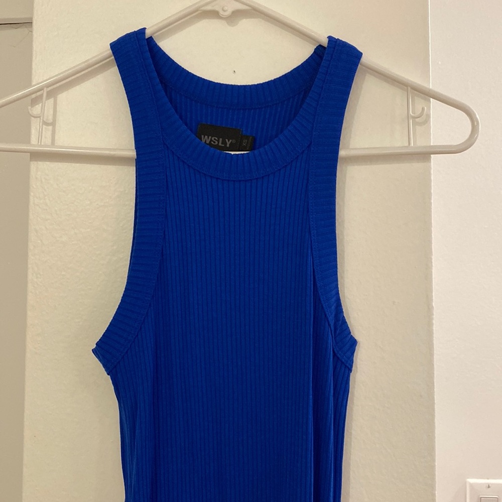 WSLY Rivington Blue Ribbed Midi Dress (XS)